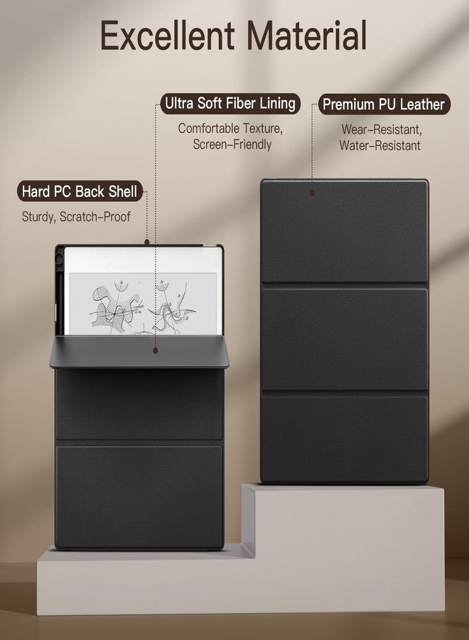 موكو جراب MoKo الحامل لجهاز Remarkable Paper Pro 2024 مقاس 11.8 بوصة - غطاء ثلاثي الطيات من الجلد الفاخر مع حامل قلم، خاصية التشغيل/الإيقاف التلقائي لجهاز Remarkable Pro مقاس 11.8 بوصة، أسود - Image 5